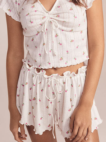 Babeboxers send my love pointelle blossom spring two piece set pink and white flowers and ruffles softgirl pinterest